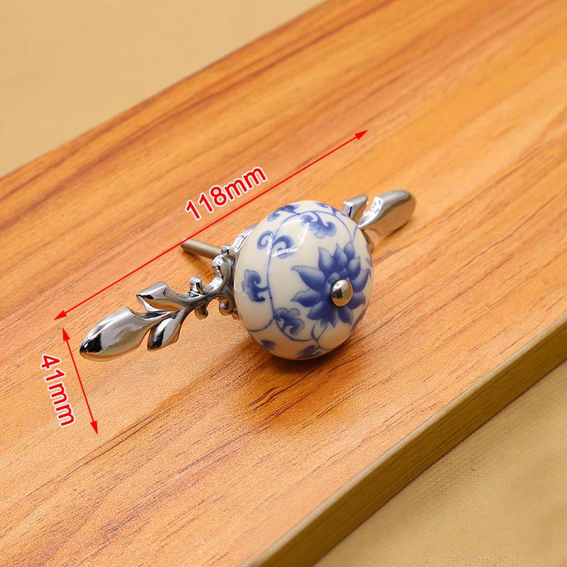 KAK 41mm China Blue and White Porcelain Ceramic Cabinet Handle and Pulls Kitchen Handles Drawer Knobs Furniture Handle and Knobs