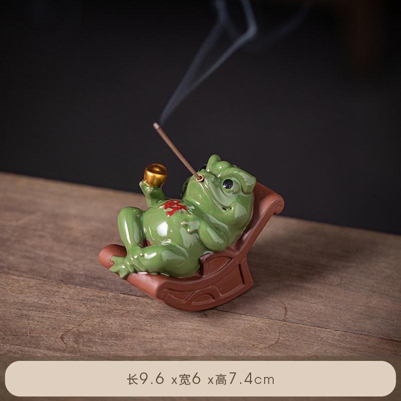 Creative Swinging Chair for Wealth, Golden Toad Thread Incense Burner, Home Zen Toad Fragrance Insertion Incense Seat Decoration