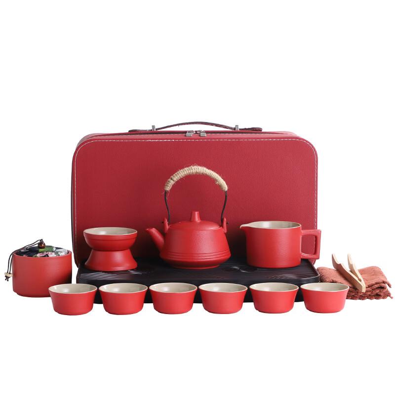 Yuzhuxun Nordic Portable Ceramic Travel Tea Set with Side-Handle Pot