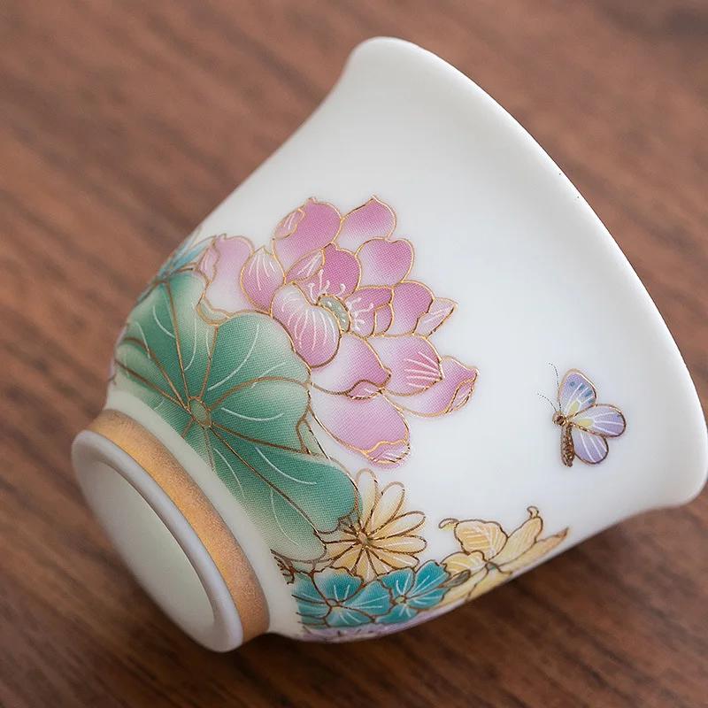 Kung Fu Cup Single Cup Master Cup Jingdezhen Tea Set Ceramic Cup Single Household Cup Porcelain Cup Ceramic Teacups