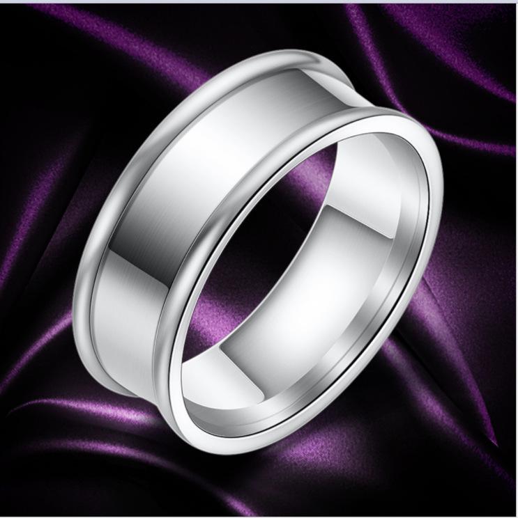 8MM Smooth Surface Stainless Steel Men s Fashion Ring - Simple, Versatile Design Size 9