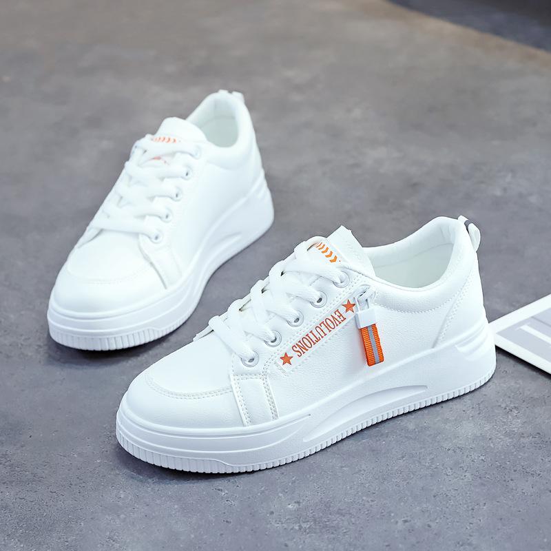 Scarpe Bianche Piccole Donna Sneakers con Plateau Quattro Stagioni Scarpe Casual in Pelle Donna Scarpe Basse Scarpe da Skate per Studenti da Esterno