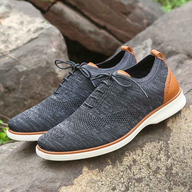 Men's Lace-up Business Casual Shoes, Lightweight Non-slip Soft-soled Formal Shoes, Wide Sole European Size 45