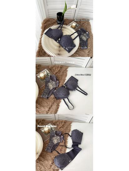 Women's Push-Up Lace Bra - Double Front Closure, Wireless, Adjustable, Side Support, Beautiful Back Design