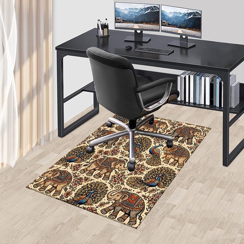 1PC Elephant Peacock Anti-slip carpet, suitable for Office, bedroomand playrooms. It can also be used as a sofa footrest cover-R65