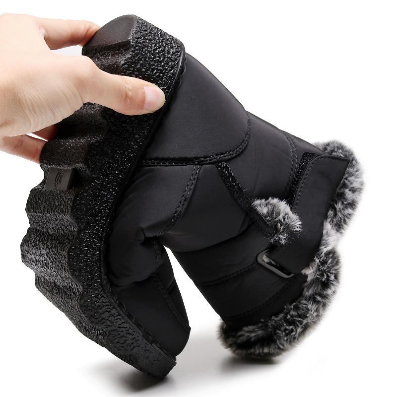 New Rabbit Fur Cotton Shoes High Tube Warm Women's Snow Boots Velcro Waterproof Women's Boots Casual Women