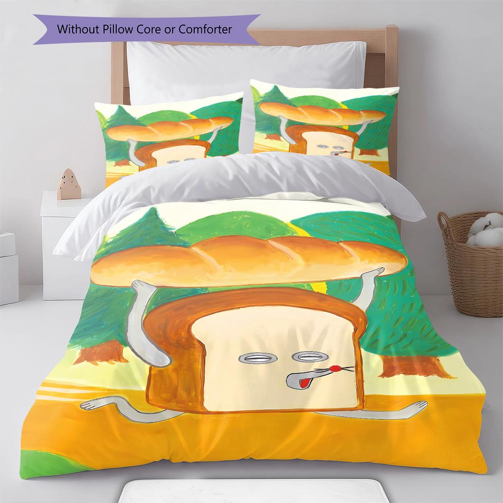 Bread Thief Pattern Bedding,Quilt Set Quilt Cover Pillowcase Home Birthday Gift (1 * Duvet Cover + 2 * Pillowcase, Without Core)