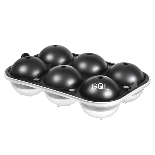 GQL Round Ice Maker, 5.5cm Sphere, 22x15x7cm, Silicone, Black