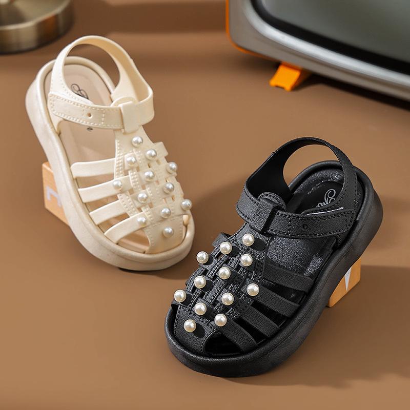 2024 Girls' Non-Slip Pearl Sandals - Soft Sole, Cute Princess Style for Outdoor & Beach