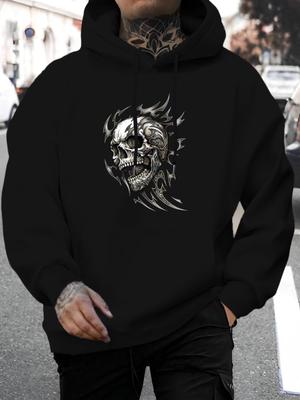 2026 Summer New Arrival Unisex Western Casual All-Match Style Fashion Unisex Hooded Sweatshirt with Unique Skull And Flame Print Design Cool Letter De