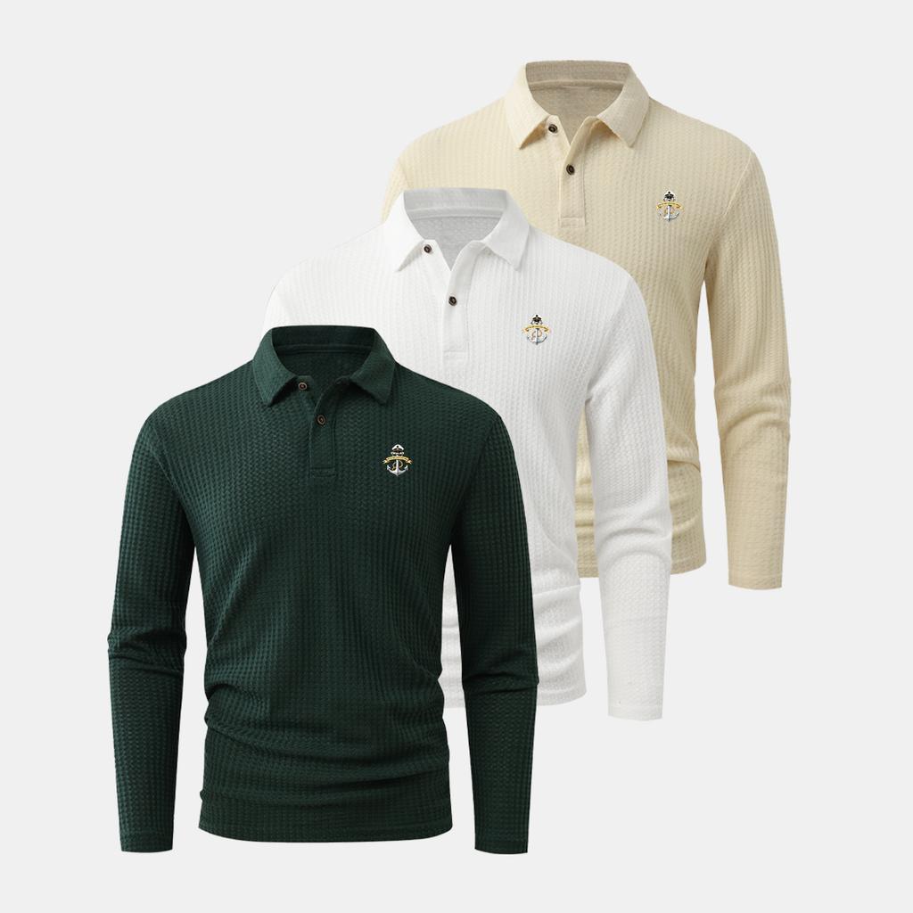 3Pack Long-Sleeve Polo Shirts for Men-Collared Design, Moisture-Wicking, Perfect for Workouts, Sports, and the Office