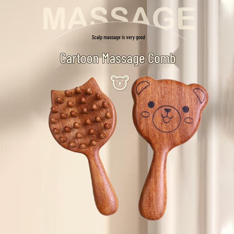 

Golden Sandalwood Cute Bear Massage Comb – Portable, Smooth Wide-Tooth Hairdressing Comb