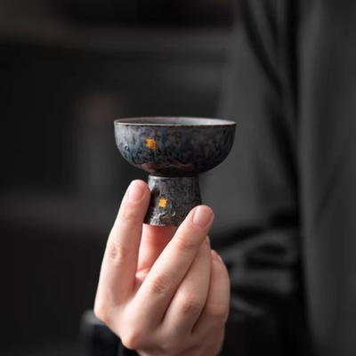 Leerer Zhai Alter Fels Ton Kelch Silbervergoldet Hoher Fuß Meister Tasse Bronze Glasur Keramik Teegeschirr Teetasse Einzelne Tasse Teeschale