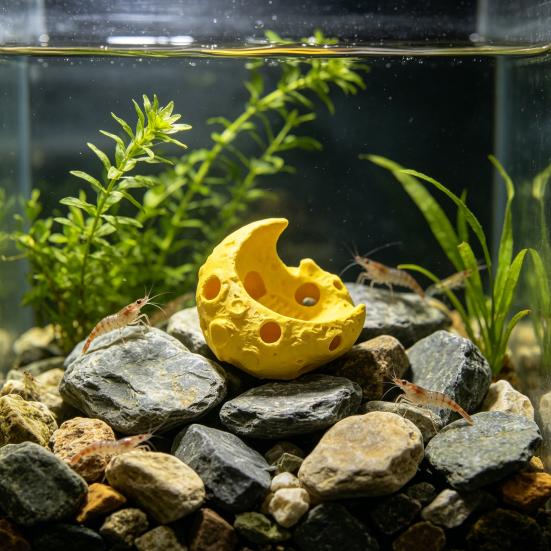 Moon Aquarium Hideout Cave Fish Tank Moon Ornament Multi-Hole Aquarium Hideout Tunnel for Small Fish And Shrimps