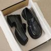 Genuine Leather Summer Versatile Spring And Autumn Heightening Thick-Soled Wind Small Leather Shoes Round Head Casual Shoes Women
