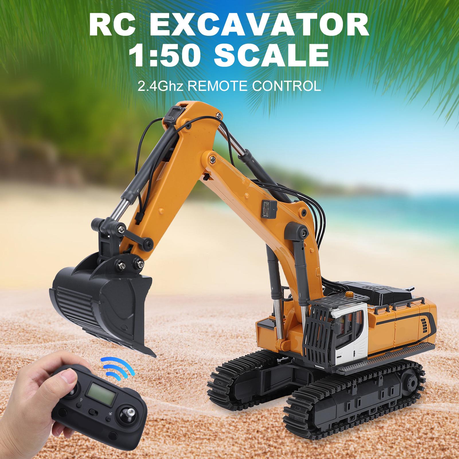 

Радиоуправляемый экскаватор в масштабе 1:50, строительная модель транспортного средства с дистанционным управлением 2,4 ГГц, со светодиодными огнями и звуковыми эффектами