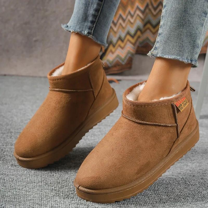 Suede Flats Ankle Women Snow Boots Warm Comfort 2024 Winter Casual Shoes New Trend Hot Sale Walking Non-slip