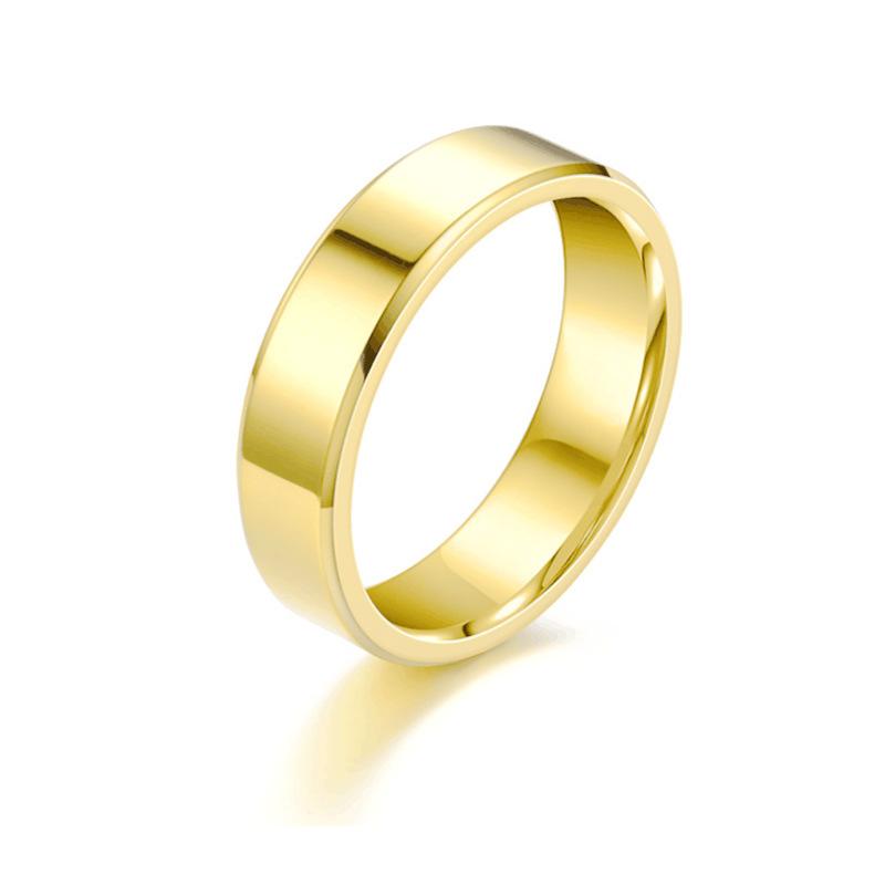 Stainless Steel Couple Rings Gold Colour Simple Women Men Lovers Wedding Zircon Engagement Gifts