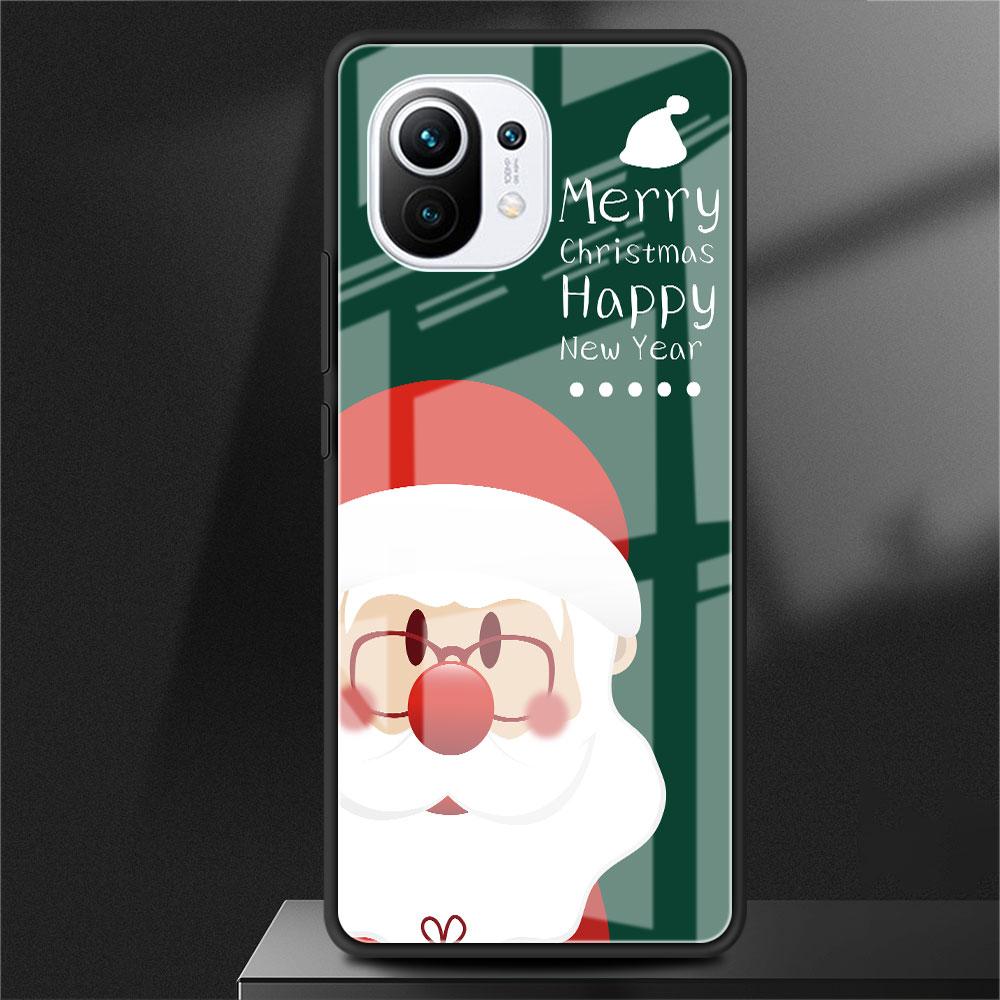 Skleněný kryt pro Xiaomi Poco X3 NFC 11 Lite 11T F3 M3 pro Redmi Note 11 10 9 8 Pro 10S 9S 9A 9C Kryt na telefon Sněhulák Vánoce