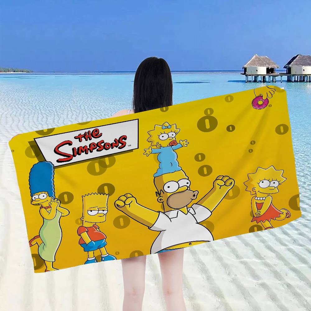 Cartoon The S-Simpsons Bath Towel Microfiber Soft Water Absorbing Breathable For Girl Kids Decorative Cartoon Beach Towel