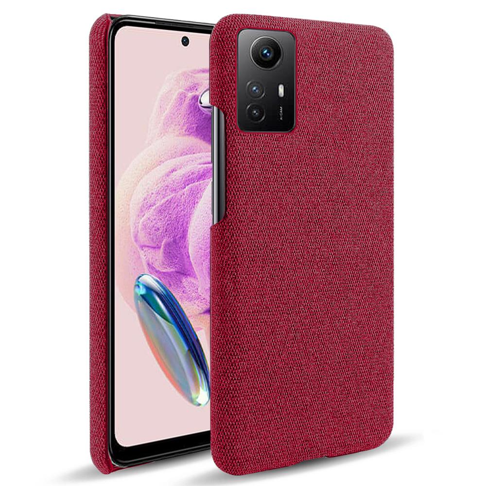 

For Xiaomi Redmi Note 12S 4G Cloth+Hard PC Phone Cover Drop-proof Protective Case Red