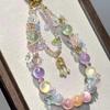 Spring and summer new beaded mobile phone lanyard versatile flower glazed bead resin mobile phone lanyard ccd key chain sliver