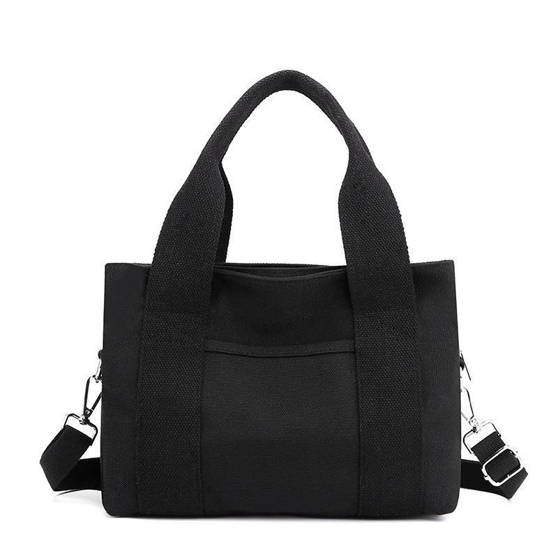 

Single Shoulder Bag Women s Fashionable All-matching Simple Korean Solid Color Portable Large-capacity Canvas чорний