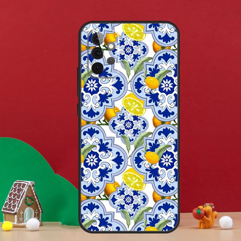 Mediterranean Lemon Case For Samsung Galaxy A54 A06 A16 A26 A36 A56 A53 A32 A52 A33 A13 A55 A35 A15 A14 A34 A17
