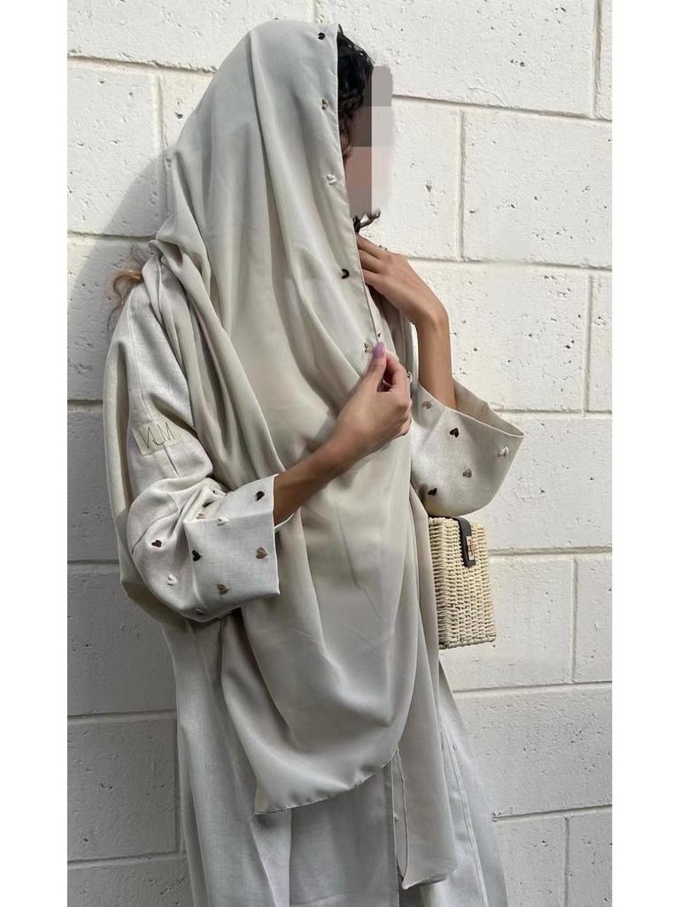 2024 TikTok Fashion Elegant Embroidered Cardigan Robe - Dubai Turkey Collection