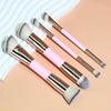 4-Piece Dual-End Makeup Brush Set: Foundation, Blush, Contour, Eye Shadow Blending with Soft Three-Color Bristles