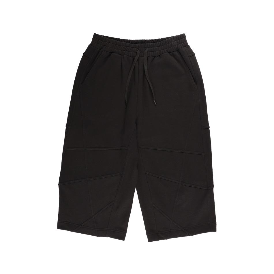OURPOCKETS Grid Pigment Cropped Wide Fit Sweatpants (Z Black)
