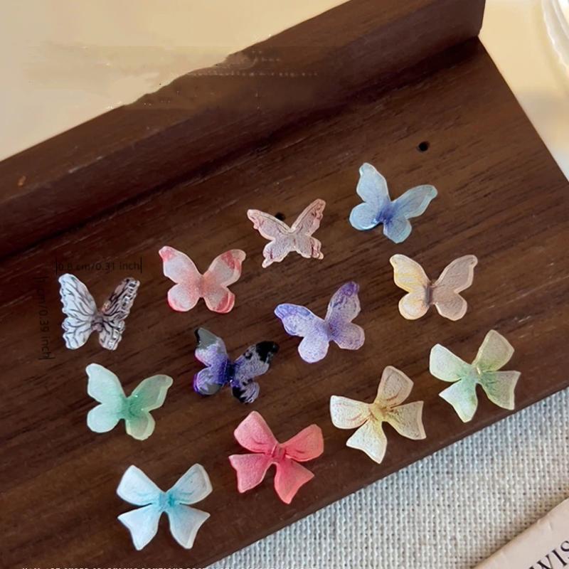 50Pcs Mix Colorful Resin Butterfly Nail Charms Nail Art Stereoscopic Nail Decoration Diy Accessories
