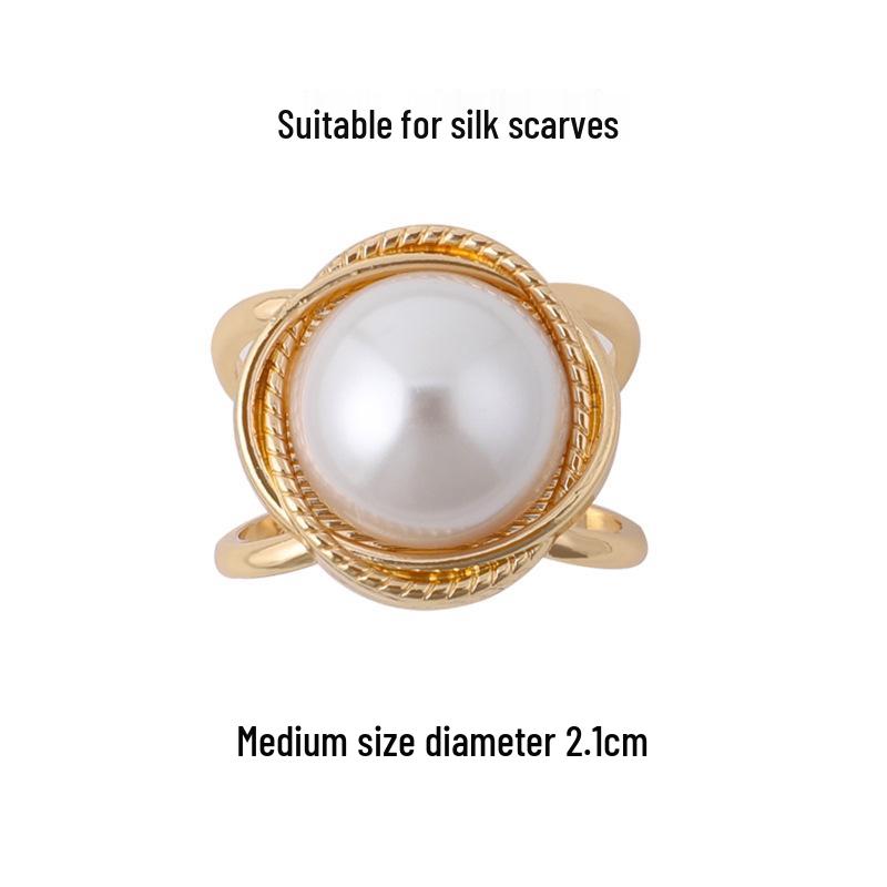 "Elegant Korean Fashion Pearl Silk Scarf Buckle - High-end Jewelry Decoration for Shawls and Coats"