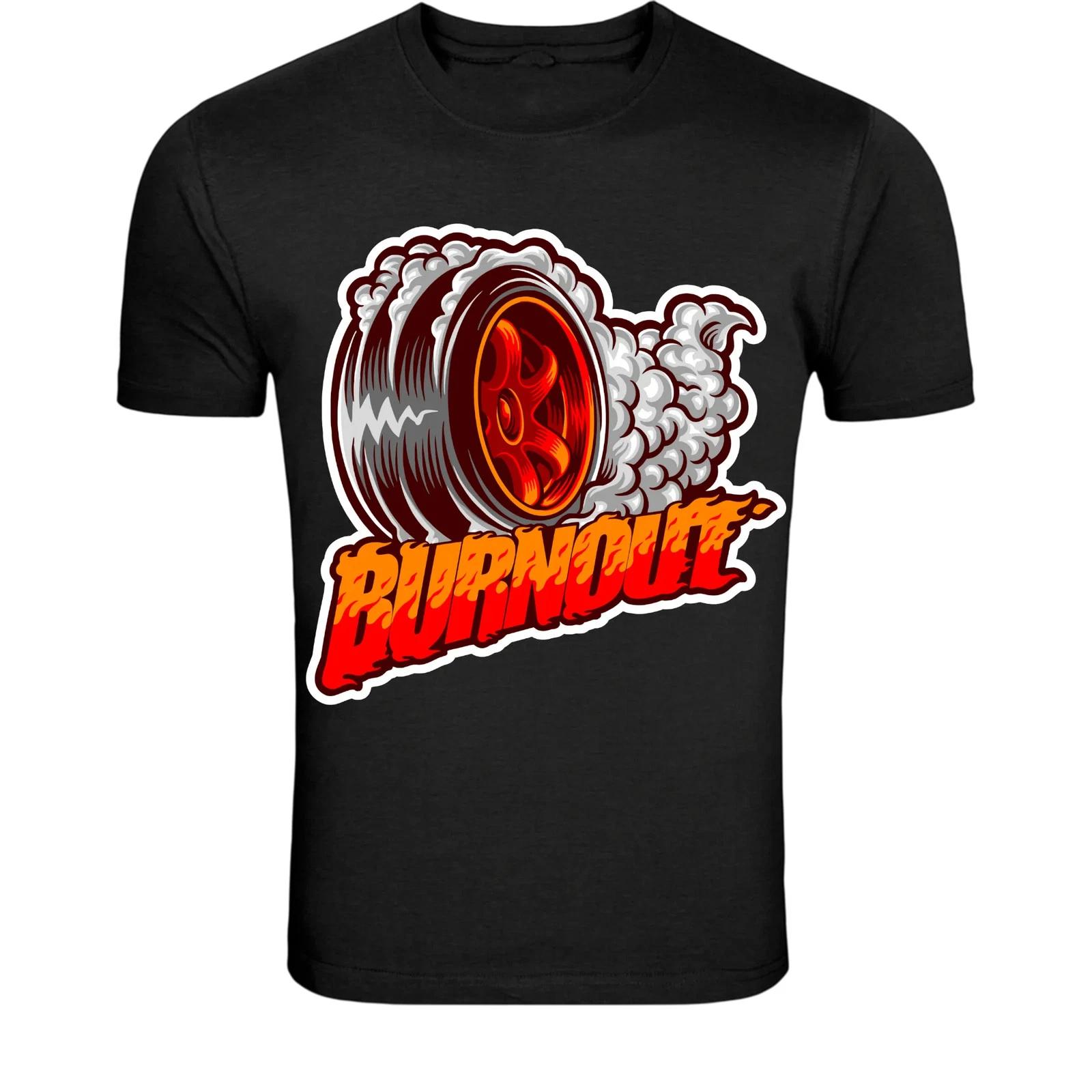 Burnout Tire Smoke T-Shirt - Car Racing Drift Graphic Tee XL