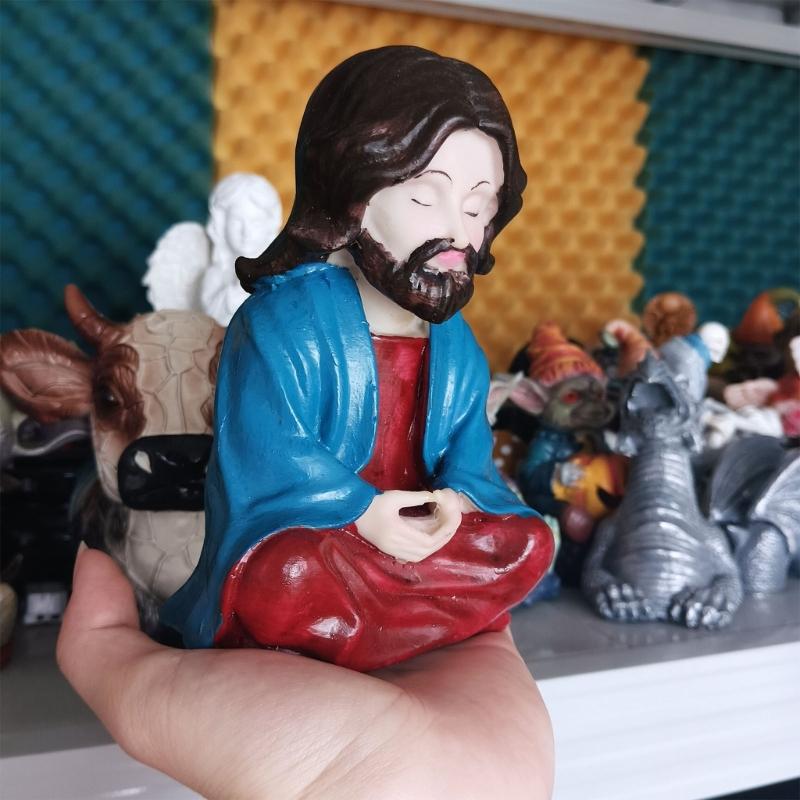 Resin Jesuses Statue for Home Decors Meditations Statue Decors Jesuses Figurines Ornament for Christmas Party Dercorations