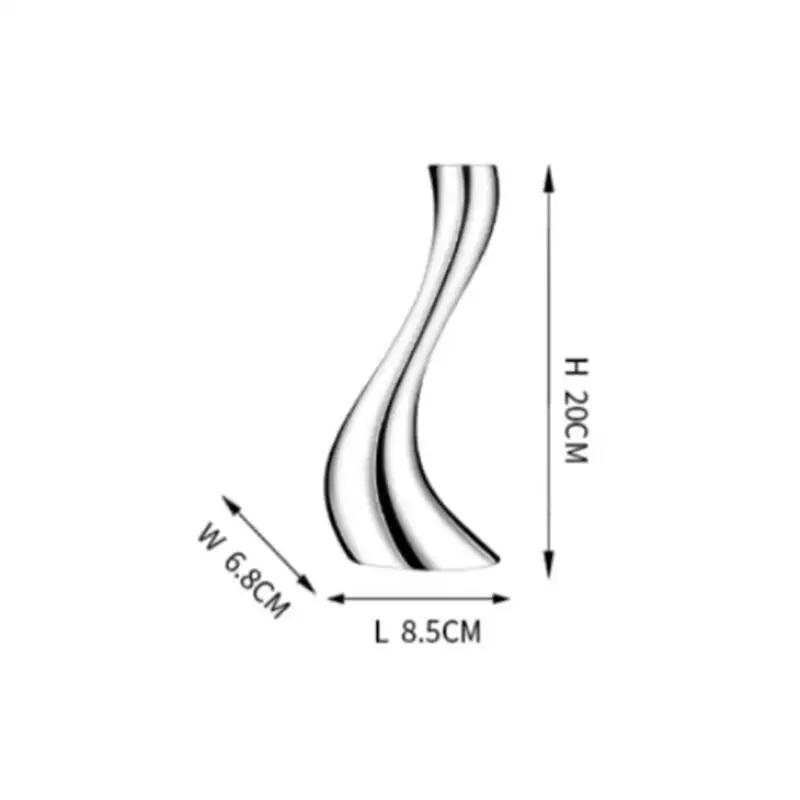 Stainless Steel Swan Neck Candlestick Silver Metal Curve Handicraft Candle Holder Wedding Dining Table Home Decoration
