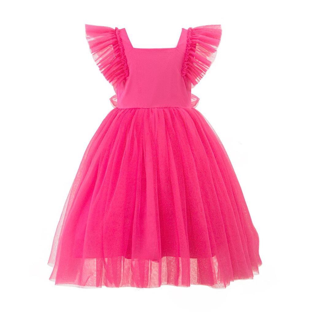 2025 New Girls' Summer Bowknot Mesh Dress - Lightweight Children's Fashion