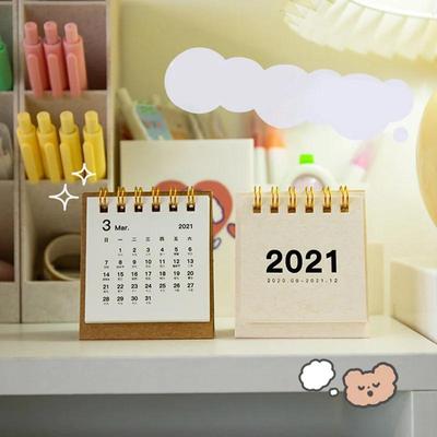 2021 Mini Desk Calendar Creative Desktop Ornaments Portable Work Note Calendar New Year Plan Schedule
