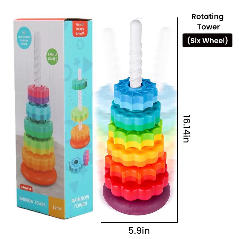 Baby Spinning Stacking Toys Sensory Toys for Toddlers Rainbow Ring Spin Montessori Toys for Girl Boy Christmas Birthday Gifts