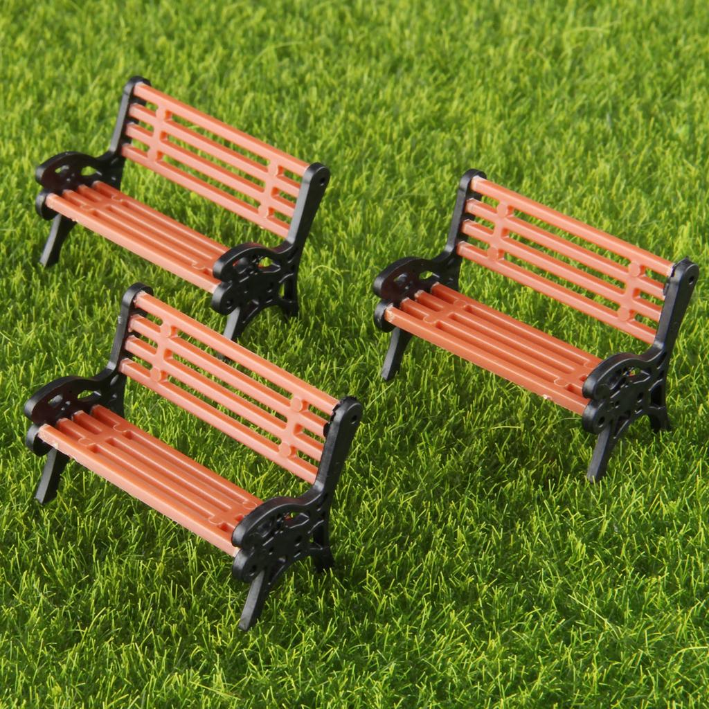 5PCS Model Park Bench 1:30 Mini Garden Ornament Miniature Park Bench Craft DIY Figurines Landscape Bench Model Garden Decor