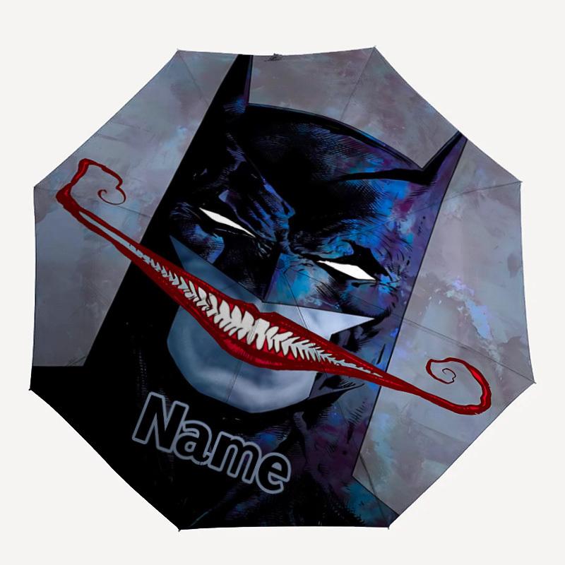 

1pc Batman Joker Custom Name Automatic Folding Umbrella - Compact 8-Rib Design, Durable Plastic & Iron, Daily Use 036