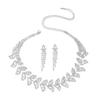 Shiny Leaf Rhinestone Necklace Earring Set Fashion Temperament Necklace Earrings Two-piece Jewelry Set