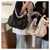 High Aesthetic Fashion Commuter Large Capacity Shoulder Bag Women Casual College Student Class Tote Bag Wide Strap Crossbody Bag