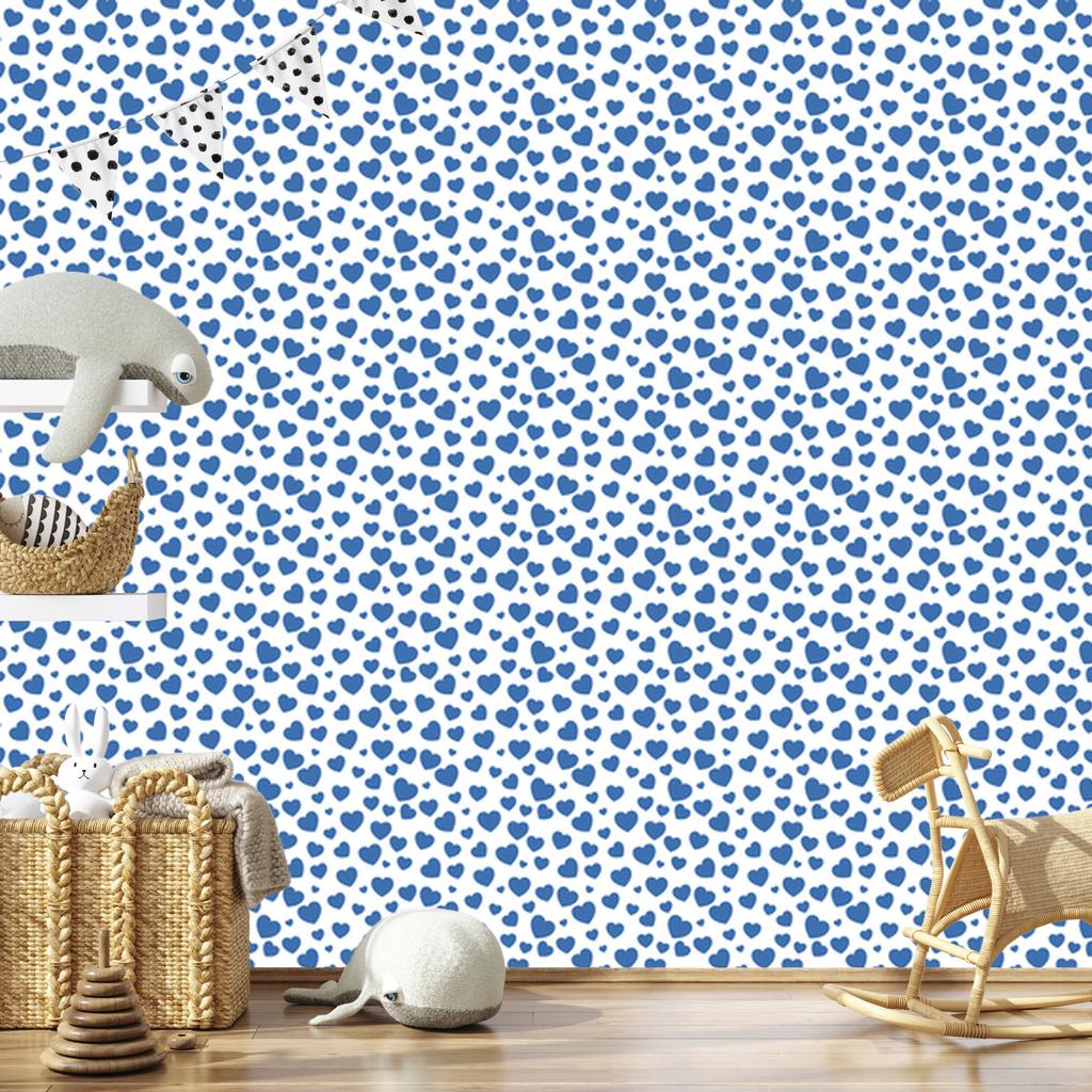 Heart Wallpaper White, Azure and Blue 50x1000