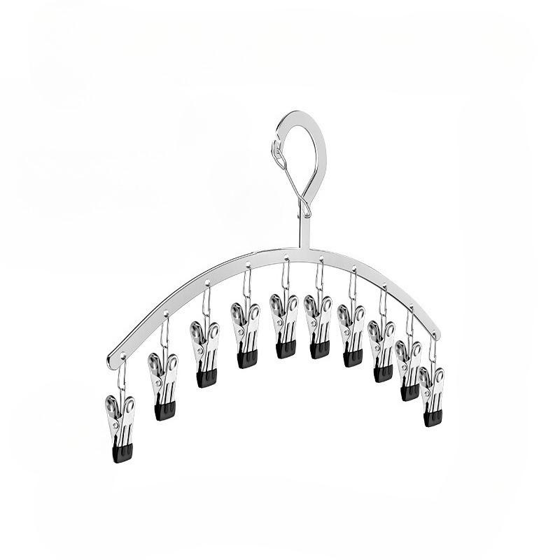 

1 шт. Изогнутая сушилка для носков из нержавеющей стали, Прочная сушилка, Множество прищепок, Бытовая сушилка для одежды, Балконная сушилка, Ветрозащитная сушилка для нижнего белья,