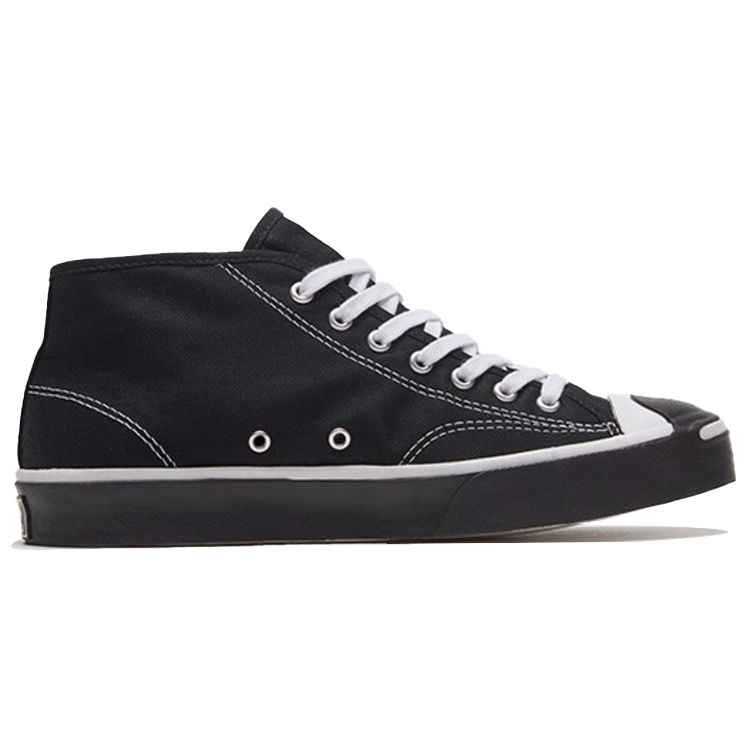 Converse Jack Purcell Round Toe Lace-Up Mid-Top Canvas Sneakers Unisex Sneakers Black White 168993C