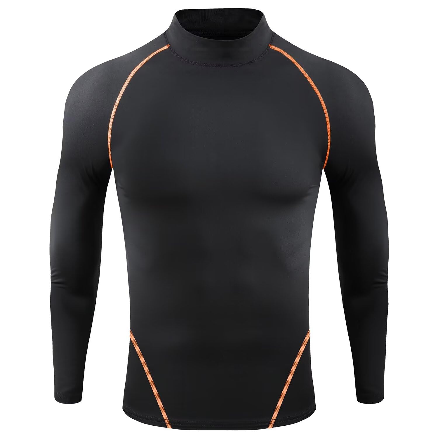 

Компрессионная футболка Muxuryee для и 3830 Размер 140 Детская с высоким воротом, с длинным рукавом, для спорта, тренировок, бега, влагоотводящая, быстросохнущая, черно-оранжевая,