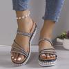 European and American Large Size 2025 Spring New Cross Sandals Round Head Strap Thick Sole Comfortable and Soft Spot