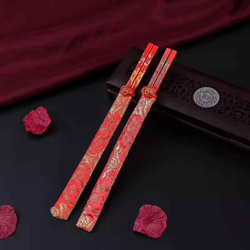 

Китайские свадебные праздничные палочки для еды с драконом и фениксом: Бамбуковый набор для молодоженов