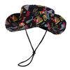 American New Big Eaves Western Denim Style Full Print Bucket Hat Men and Women Outdoor Sunscreen Sunshade Sun Hat Tide Basin Hat